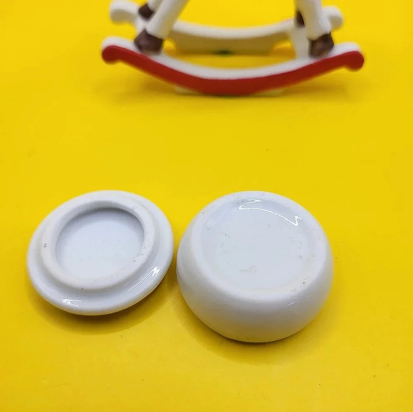 Vtg Christmas Rocking Horse Candle Holder 3" & Trinket Box 1" - Picture 5 of 6